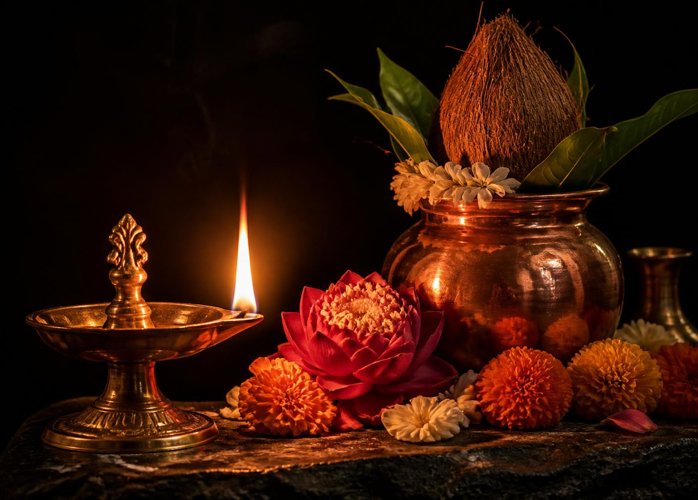 Consecration materials arranged for prana pratishtha